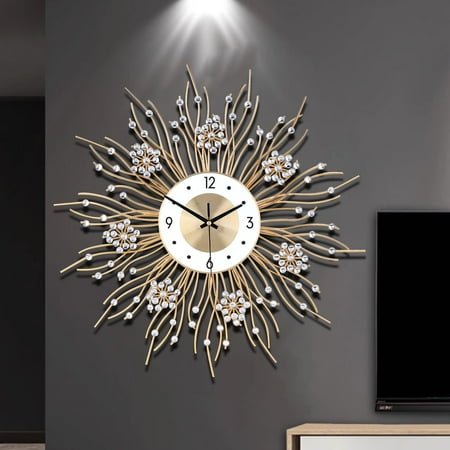 Large Silent Wall Clock, Quartz Movement, AA Battery, Retro Modern Nautical Theme