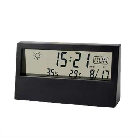 LED Silent Smart Weather Electronic Clock Desktop Clock Perpetual Calendar Desktop Transparent Student Alarm Clock, Night Light for Home Bedrooms ,Simple Alarm Clock