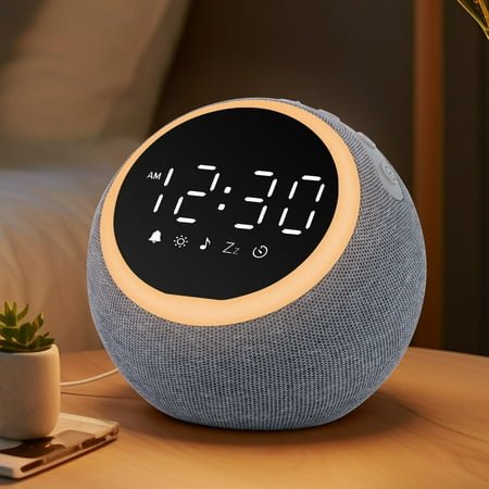 LEIKE White Noise Machine Alarm Clock with 25 Soothing Sounds Dimmable Nightlight Sleep Timer, 16 Adjustable Volume, Sleep Aid Sound Machine for Bedroom Use