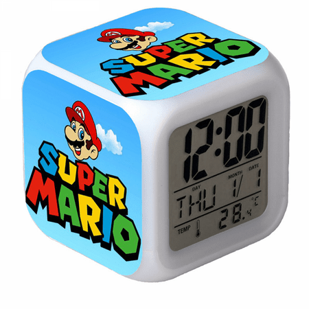 LISACANN LED Alarm Clock Super Mario Pattern Creative Desk Table Clock Glowing Electronic Colorful Digital Clock for Unisex Adults Girl Boy Kids Children Toy Birthday Present Gift QQ610-788