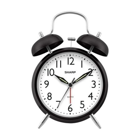 LIZZ Twin Bell Alarm Clock, Loud Alarm Great for Heavy Sleepers - Stylish Matte Finish with Rustic Bronze Accents, Battery Operated (Matte Sage)