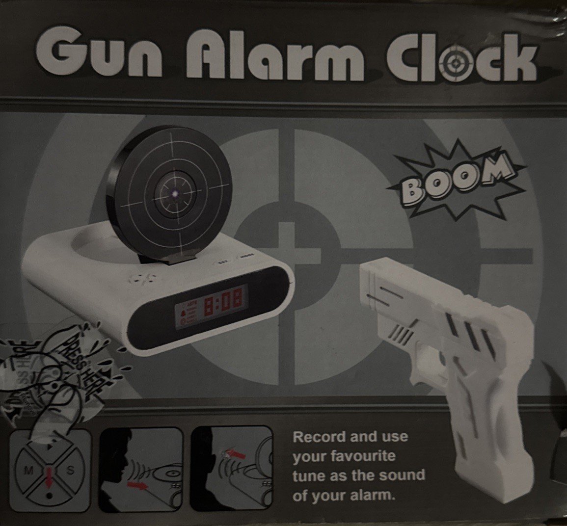 Lock N’ Load Gun alarm clock/creative & Game Shooting Practice New In BOX