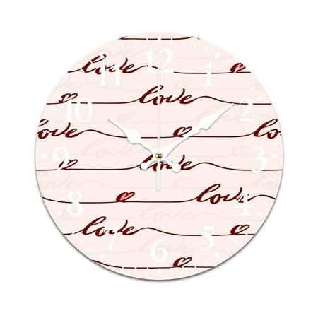 Love Letter Heart Pattern Pink Wall Clock Modern Design Clocks Wall Hanging Home Office School Clocks Round PVC Wall Clocks