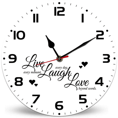 Lucidhisun Live Laugh Love Wooden Clock 10in Silent Non-Ticking Battery Operated Wall Clock, Rustic Christian Jesus Decor Battery Operated Wall Clocks for Home Decor Living Room Kitchen Office