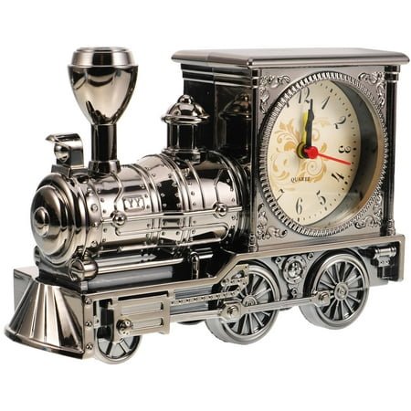 LULULION Decorative Alarm Clock Railway Engine Design Timekeeping for Student Room 1Pack