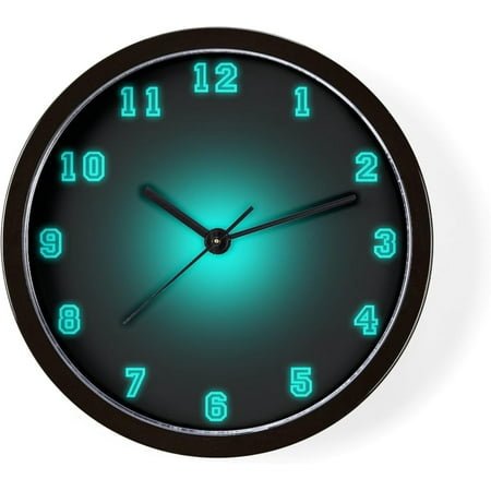 LYSP Blue Neon Face 10 Wall Clock for Livingroom, Kitchen, or Office