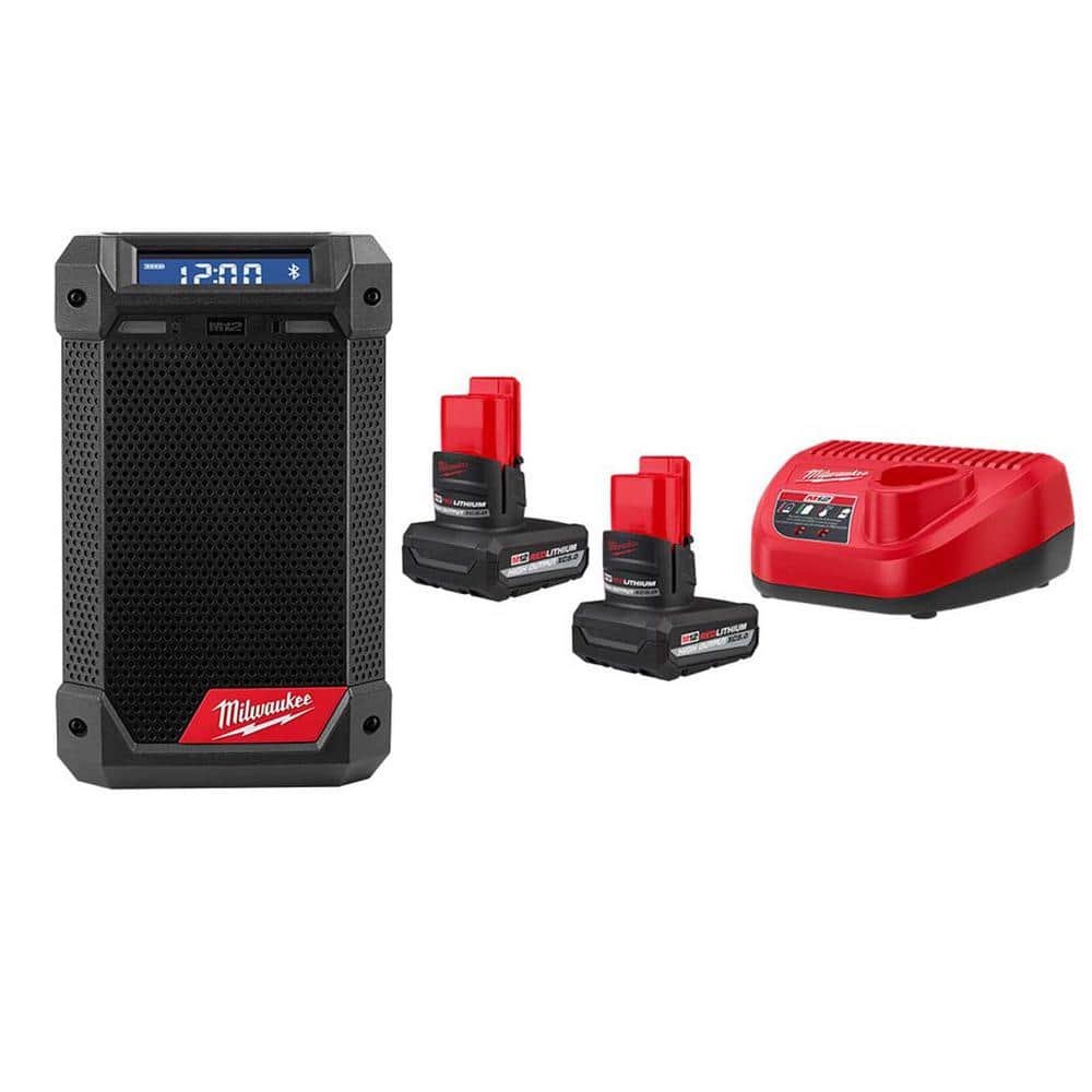 M12 12V Lithium-Ion Cordless Bluetooth/AM/FM Jobsite Radio with M12 XC 5.0 Ah...