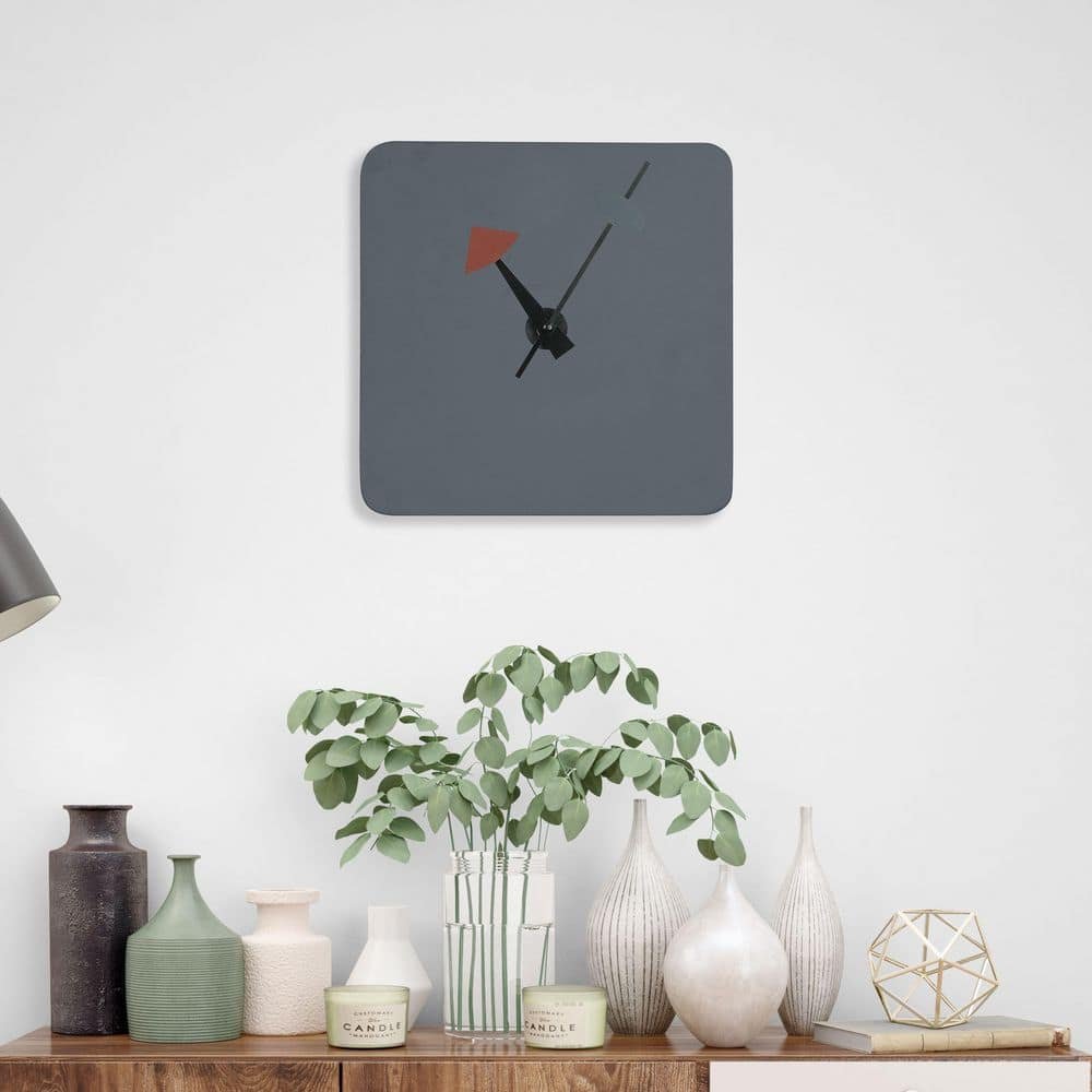 Manchester Dark Grey Analog Wood Non-Ticking Wall Clock