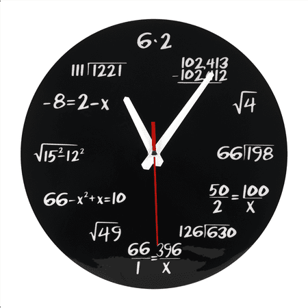 Top Sales Math Wall Clock , Formulas Quiz in Black and White Equation for Home, Office