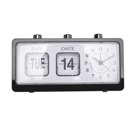 Mechanical Alarm Clock Novelty Flip Desktop Digital with Calendar Home Decor Retro Decor,Black