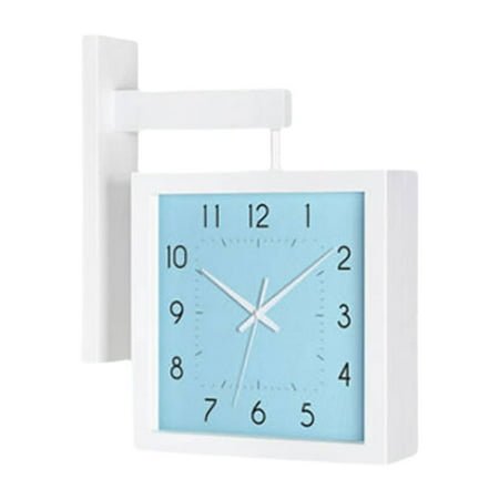 menolana Double Sided Wall Clock Wooden Frame for Farmhouse Living Room Yellow Blue