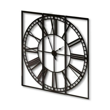 Mercana Norwood 60 Square Oversized+ Industrial Wall Clock in Black Metal