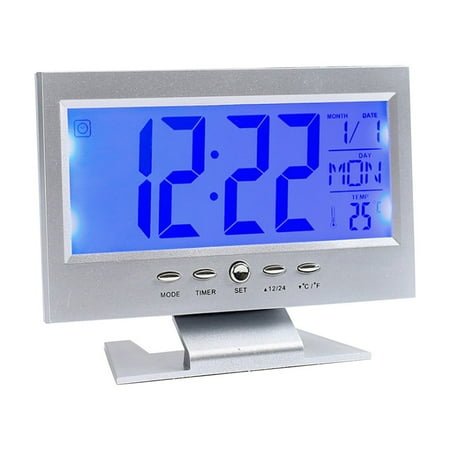 MERILER Hot Selling Large Screen Electronic Alarm Clock - Intelligent Voice Control Night Light with Date and Countdown Functions, Black ABS Material for Bedroom/Study/Office and Public Places
