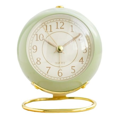 Metal Alarm Clocks,Retro Backlight Cute Simple Design Small Desk Clock with Night Light,Silent Non-Ticking,Battery Powered,for Kids,Bedroom,Travel,Kitchen,Bedside Desktop