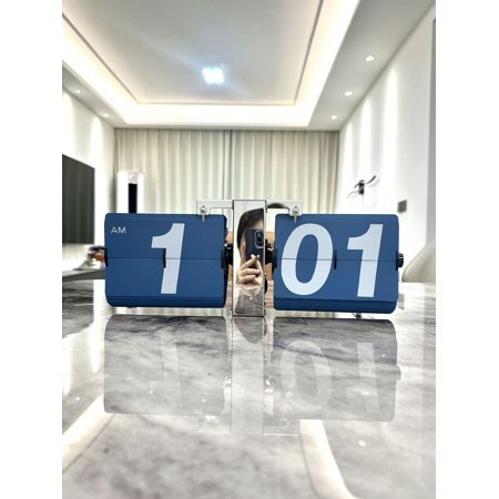 Miaoke European-Style Retro Mechanical Automatic Flip Clock Living Room Large Wall Clock Simple Desktop Desk Clock Clock Wall Mounted Clock