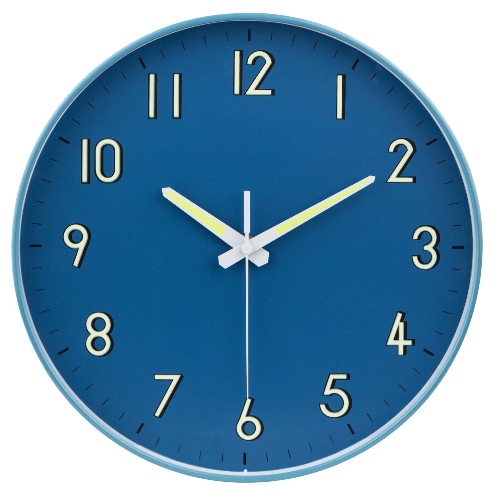 Midnight Blue Wall Clock with Glow in The Dark Hands & Silent No Tick Movement