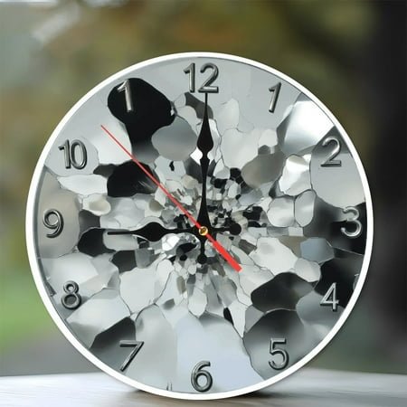 Mirror Wall Clock Decorative Unique Design Home Decor 10-Inch Silent Wooden Wall Clock, Battery Operated (AA Batteries Not Included), Artistic Home Decor