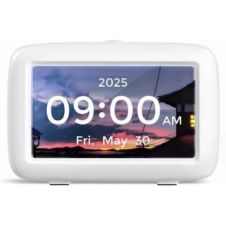 Mitoart Small Digital Alarm Clock for Bedroom with 5 Alarms and Snooze Mode, White