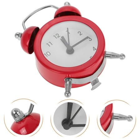 MLINS Creative Metal Material Small Alarm Clock Desktop Mini Alarm Clock Kids Alarm Clock Red