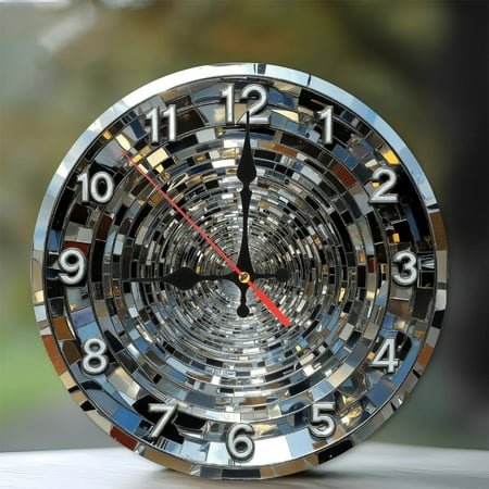 Mosaic Mirror Wall Clock Unique Design Home Decor 10-Inch Silent Wooden Wall Clock, Battery Operated (AA Batteries Not Included), Artistic Home Decor