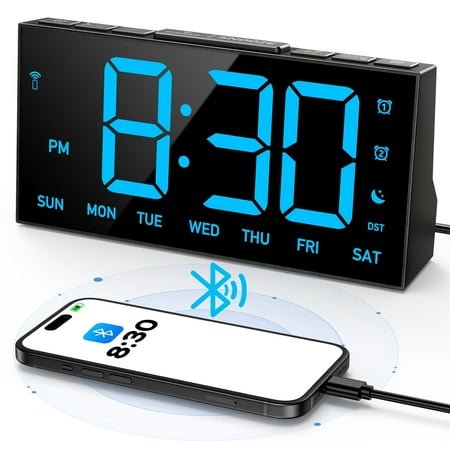Mpow Wireless Sync Time Digital Alarm Clocks for Bedrooms, Digital Clock with 4 Level Brightness + Off, Dual Customizable Alarms, USB Port, Power-Off Memory, Snooze, 12/24H/DST, Bedside Clock