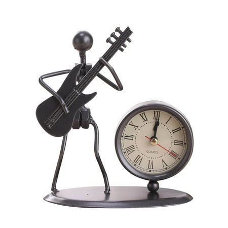 Musical Instrument Wall Clock - Wrought Iron Vintage Maestro Figure Decor for Home & Office black