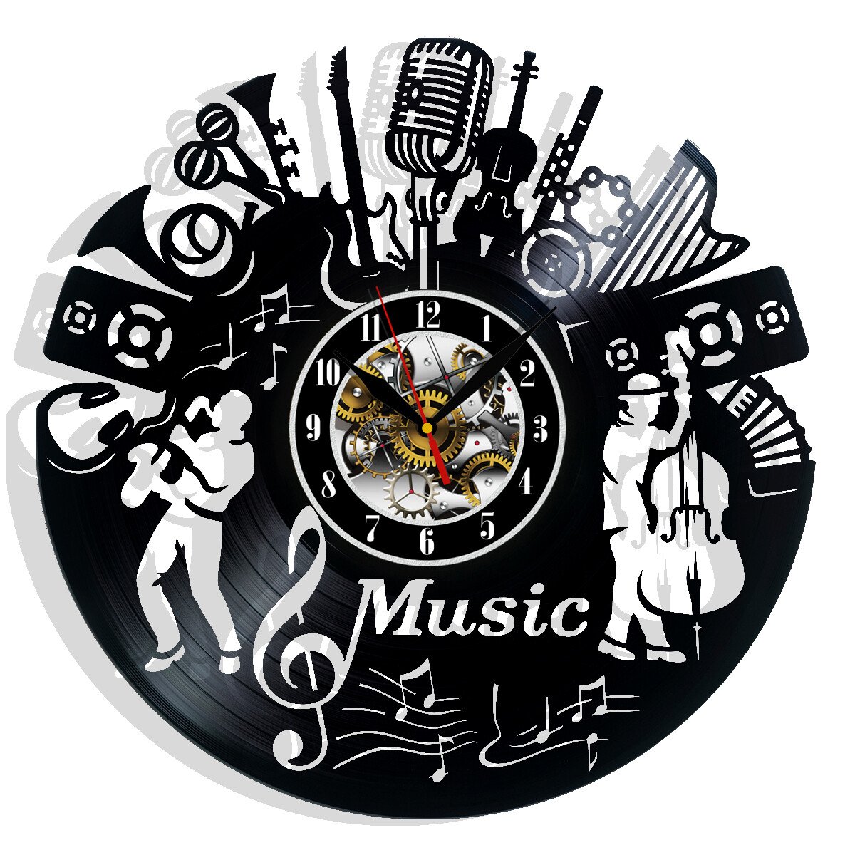 Music Musical Instrument Vinyl Wall Clock Gift Birthday Holiday Art Home Decor
