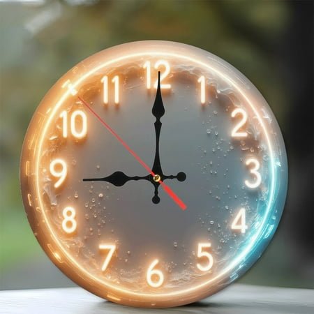 Neon Clock Wall Decor Modern Home Decor 10-Inch Silent Wooden Wall Clock, Battery Operated (AA Batteries Not Included), Artistic Home Decor