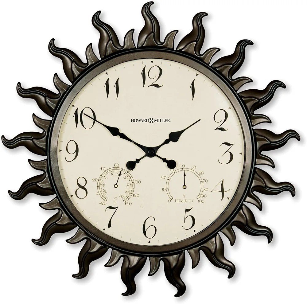 NEW ~ HOWARD MILLER Sunburst II 23" Wall Clock 625543 ~ Metal ~ Temp & Humidity