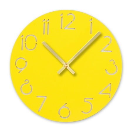 Newxiaaa Modern Multifunctional Digital Clock, Easy Setting Silicone Clock Country Round Clocks Waterproof Small Wall Clock, for Bedrooms Bedside (Yellow)