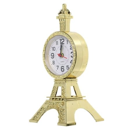 Niceauty 1Set Bedroom Alarm Clock Golden Eiffel Tower Shape Plastic Timekeeping For Living Room