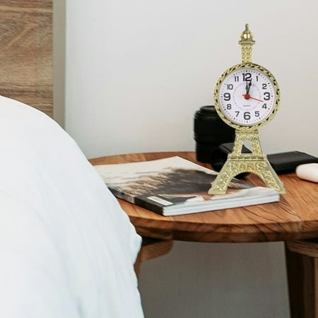 Nicehomfit Vintage Style Alarm Clock Golden Eiffel Tower Shape 1Pcs 7.9X3.3X3.3In