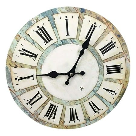 NICEXMAS Roman Numerals Wall Clock Wooden Vintage French Country Style 1Pack
