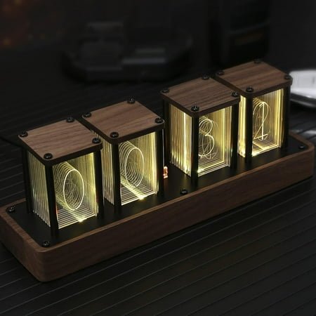 Nixie Tube Clock Walnut Digital Clock, Support Wi-Fi Time SYNC, Alarm & Timer, 12/24H Display, A Retro Gift for Friends (Wood Grain)