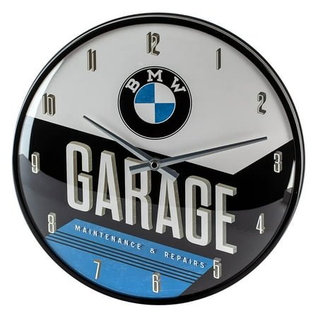 Nostalgic-Art Retro Wall Clock, 12.2, Official License Product (OLP), BMW - Garage - Gift idea for car Accessories Fans, Large Kitchen Decoration, Vintage Design C82