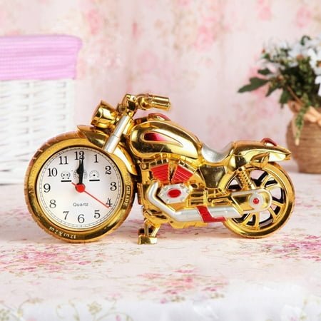 Nywaba Motorcycle Motorbike Pattern Alarm Clock Desk Clock Creative Birthday Gift Cool Clock for Living Room, Bedroom, Bedside, Desk, Gift Clock