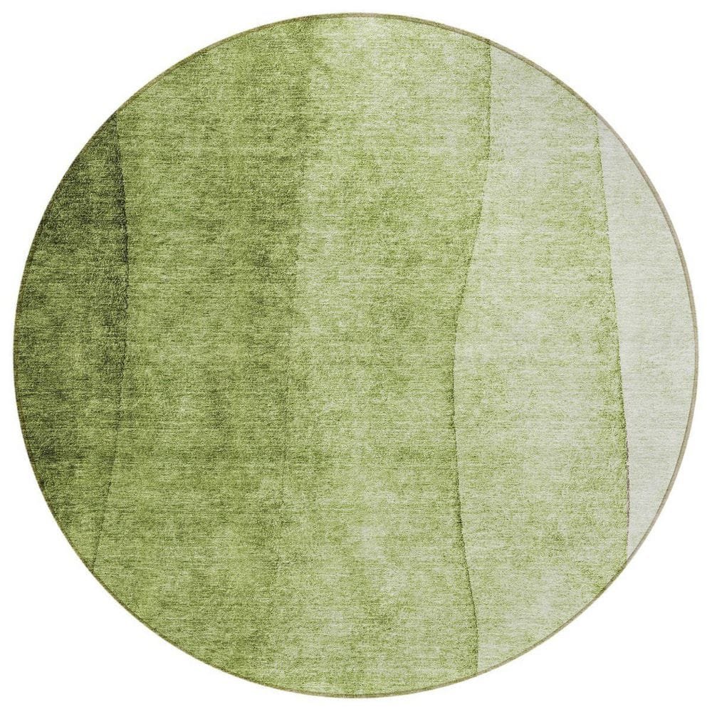 Olive Green, Artichoke Green 8' Round ft. Woven Abstract Polyester Round Indoor...