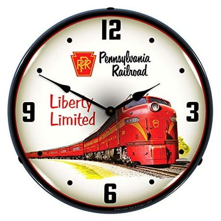 Pennsylvania Railroad Liberty Limited LED Wall Clock, Retro/Vintage, Lighted, 14 inch