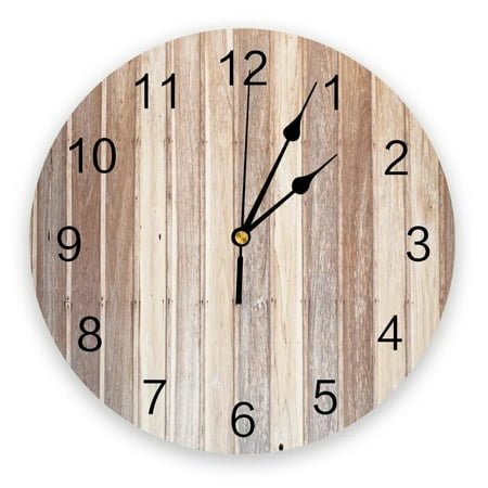 Planks Shabby Retro Wood Brown Wall Clocks Silent Home Cafe Office Wall Decor Clocks for Kitchen Wall Art Large Wall Clocks 25cm