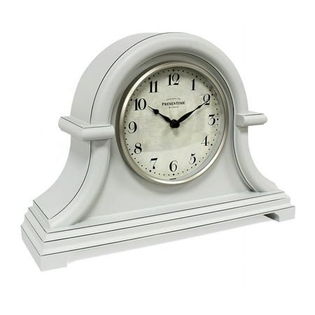 Present Time Vintage Napoleon 13 Quartz Decorative Mantel Clock, Gray Cream Finish
