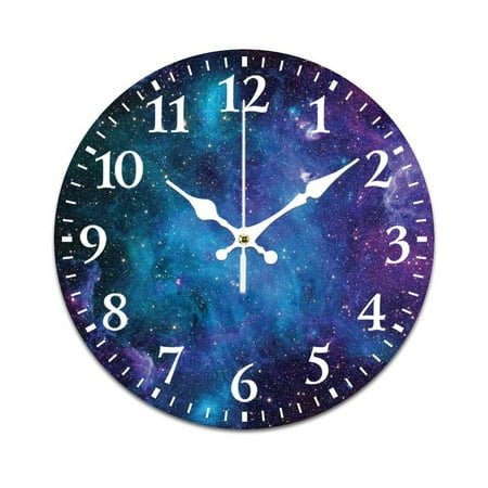 Purple Galaxy Wall Clock Modern Design Clocks Wall Hanging Home Office School Clocks Round PVC Wall Clocks