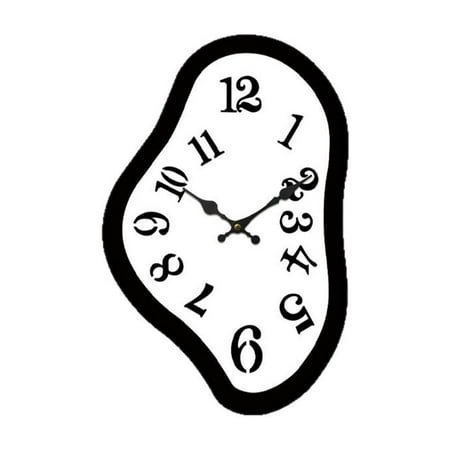 QSTDGVPW Hanging Clock Quiet Holiday Office Battery Operated Party Melting Wall Clock 25cmx16.2cm