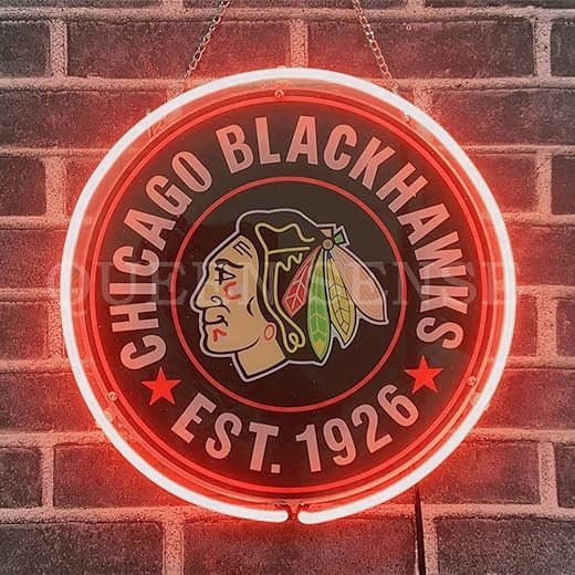 Queen Sense 12x12 Blackhawks EST 1926 Neon Sign Acrylic Pub Bar Handmade Wall Decor Neon Light A114CBHL1926BA2