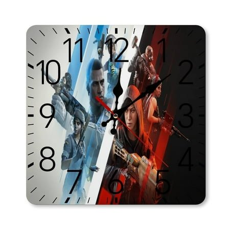 Rainbow Six Siege Wall Clocks,9.8 inch Square Wall Clocks,Retro Sweep Second Hand Silent,Frameless Minimalist,Gifts for Game Lovers,Besetuui