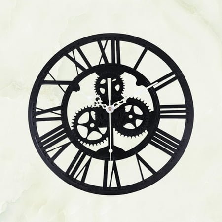 Raindrops 1Pc Retro Gear Wall Clock Decorative Industrial Style Black Wall Clock