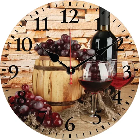 Red Wine Grape Barrels Wall Clock Round Silent Clocks Wall Carfts Art Decor For Home Bedroom Living Room Office Decoration