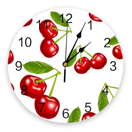 Red Wine Grape Fruit Round Wall Clock Acrylic Hanging Silent Time Clock Home Interior Bedroom Living Room Office Decoration（10 Inch）