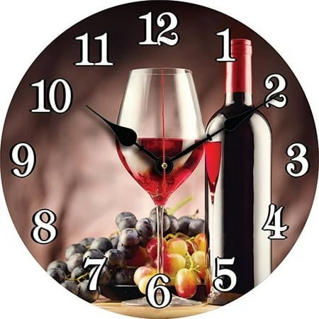 Red Wine Grapes Wall Clock Living Room Bedroom Round Silent Clock Dining Room Office Decoration Clock Home Carfts Art Decor
