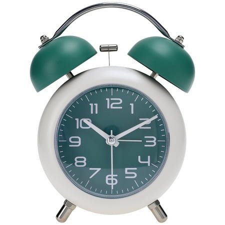 REGALWOVEN Old Fashioned Circle Loud Alarm Clock with Night Light Battery Operated for Heavy Sleepers Adults 5.9 x 4.3 x 2 inch Green