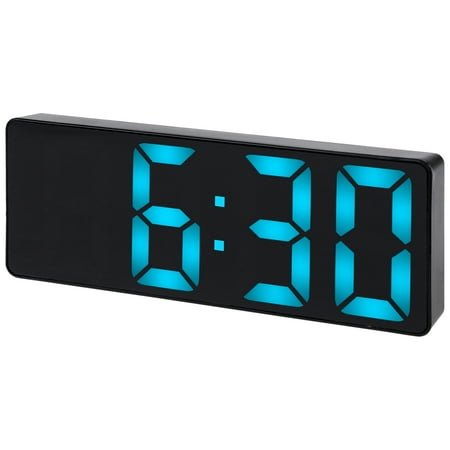REGALWOVEN Small Digital Alarm Clock for Bedroom, Alarm Clocks with Big Numbers Display, Dimmable, 12/24H for Deep Sleepers 6.3 x 2.4 x 1 inch Blue